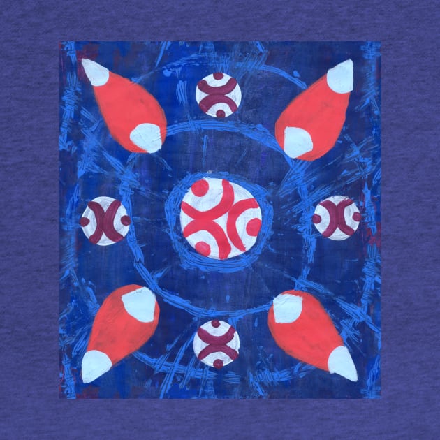 Abstract Motifs on Blue Tie Dye by MitaDreamDesign